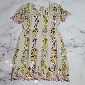 Cupcakes & Cashmere Floral Embroidered Dress
